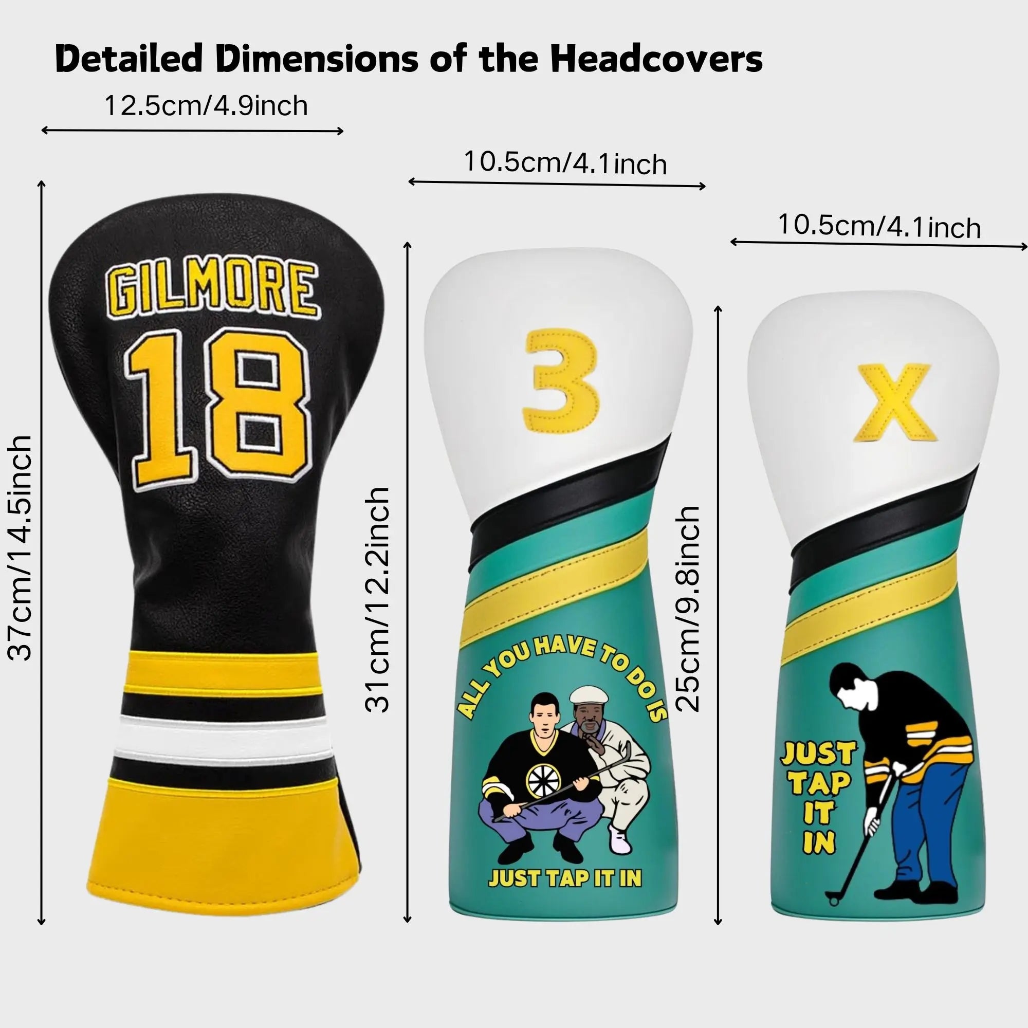 Themed Golf Club Headcover for Drivers, Fairway Woods, Hybrid/Rescue, SET.